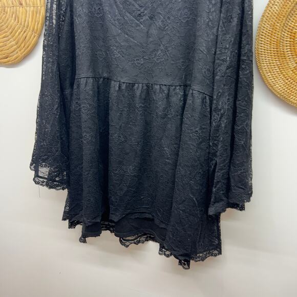 Torrid Lace Baby Doll Top Plus Size 5X Black Sweetheart Neck Sheer Bell Sleeve - Picture 5 of 8
